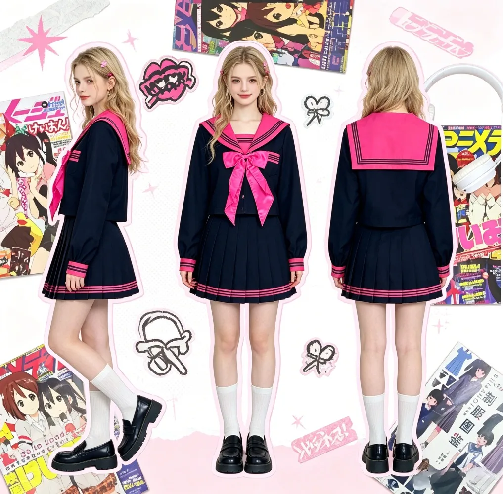 Japanese Dark College Style Rose Red Three Sailor Suit JK School Uniform,Slim Pleated Skirt Set for Campus Daily Graduation Wear
Japanese Dark College Style Rose Red Three Sailor Suit JK School Uniform,Slim Pleated Skirt Set for Campus Daily Graduation Wear
