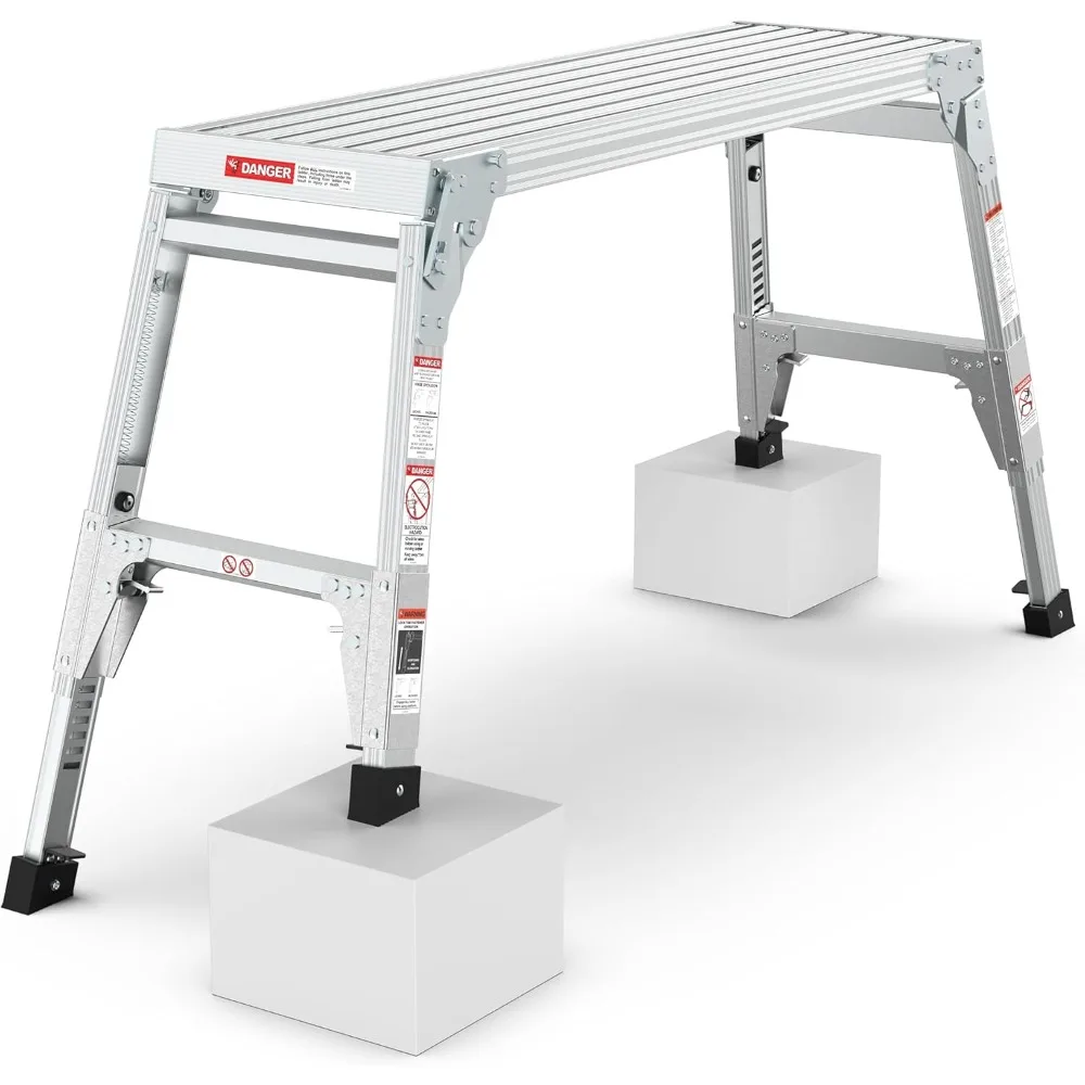 Adjustable Height Aluminum Step Ladder with Folding Work Platform and Bench, 39 x 12, 21.3 to 27.5 Range
Adjustable Height Aluminum Step Ladder with Folding Work Platform and Bench, 39 x 12, 21.3 to 27.5 Range
