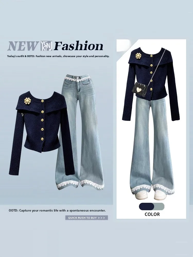Women's Knitted Cowl Neck Sweater And Jeans Two-Piece Set Autumn Winter Fashion Unique Beautiful Small Fragrance Style High W...
Women's Knitted Cowl Neck Sweater And Jeans Two-Piece Set Autumn Winter Fashion Unique Beautiful Small Fragrance Style High W...