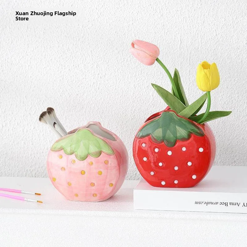 Creative Ceramic Strawberry Pen Holder Cute Makeup Brush Storage Box Student Dormitory Office Stationery Rack Storage Shelf
Creative Ceramic Strawberry Pen Holder Cute Makeup Brush Storage Box Student Dormitory Office Stationery Rack Storage Shelf