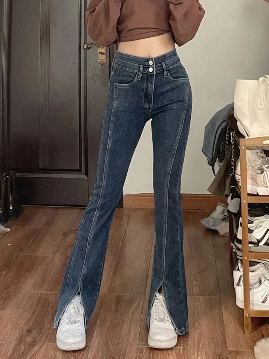 Slimming High Waist Denim Jeans Women's Autumn Winter Large Size Wide Leg Pants Elastic Slit Design Fashionable plus Size
Slimming High Waist Denim Jeans Women's Autumn Winter Large Size Wide Leg Pants Elastic Slit Design Fashionable plus Size
