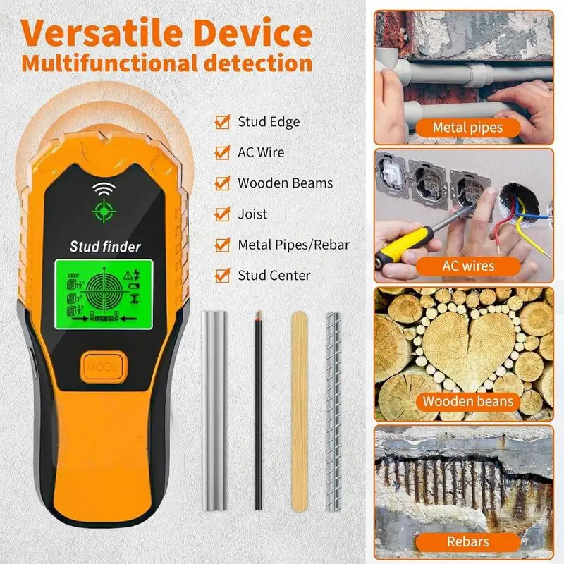 Electric Stud Finder Handheld Wire Detector Tool 5-in-1 Stud Finder Tool With LCD Display Wall Wire Sensor Detector Equipment
Electric Stud Finder Handheld Wire Detector Tool 5-in-1 Stud Finder Tool With LCD Display Wall Wire Sensor Detector Equipment