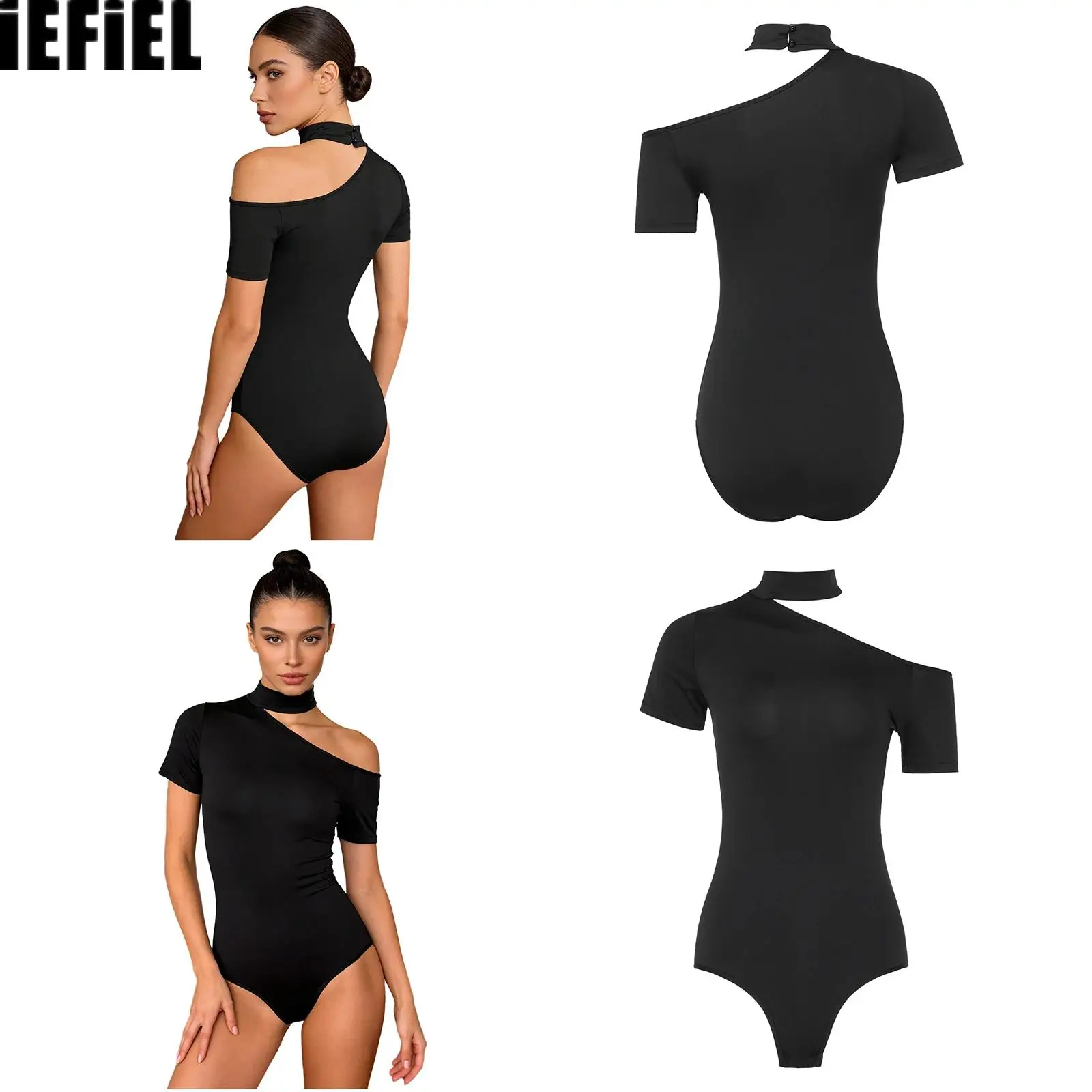 Womens Latin Dance Leotard Bodysuit Choker Neck Off Shoulder Short Sleeve Buttoned Crotch One-piece Jumpsuit for Tango Cha-cha
Womens Latin Dance Leotard Bodysuit Choker Neck Off Shoulder Short Sleeve Buttoned Crotch One-piece Jumpsuit for Tango Cha-cha