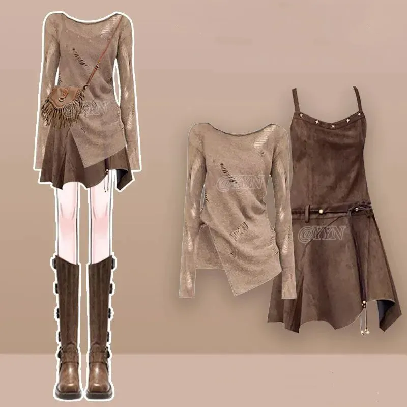 Women's 2026 Spring/Summer New Fashion Vintage Long-sleeve Top+Sexy Strap Skirt Two Piece Suit Korean Elegant Dress Matching Set
Women's 2026 Spring/Summer New Fashion Vintage Long-sleeve Top+Sexy Strap Skirt Two Piece Suit Korean Elegant Dress Matching Set