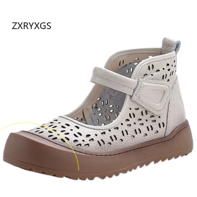 ZXRYXGS Round Toe Genuine Leather Hollow Shoes Women's Roman Sandals Flat Soft Sole Comfortable Cool Boots Summer Sandals 2025
ZXRYXGS Round Toe Genuine Leather Hollow Shoes Women's Roman Sandals Flat Soft Sole Comfortable Cool Boots Summer Sandals 2025