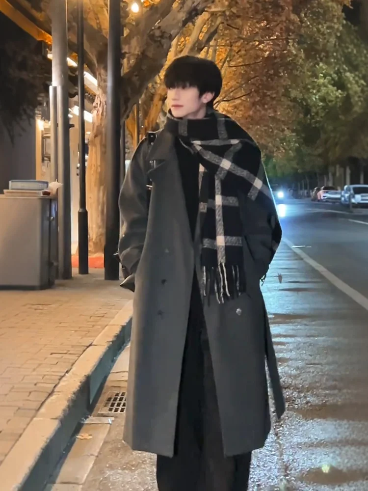 Korean Sle Men's Woolen Coat over Knee Length Loose Fit Mid-Length Autumn Winter High-End Feel Windbreaker Outerwear
Korean Sle Men's Woolen Coat over Knee Length Loose Fit Mid-Length Autumn Winter High-End Feel Windbreaker Outerwear