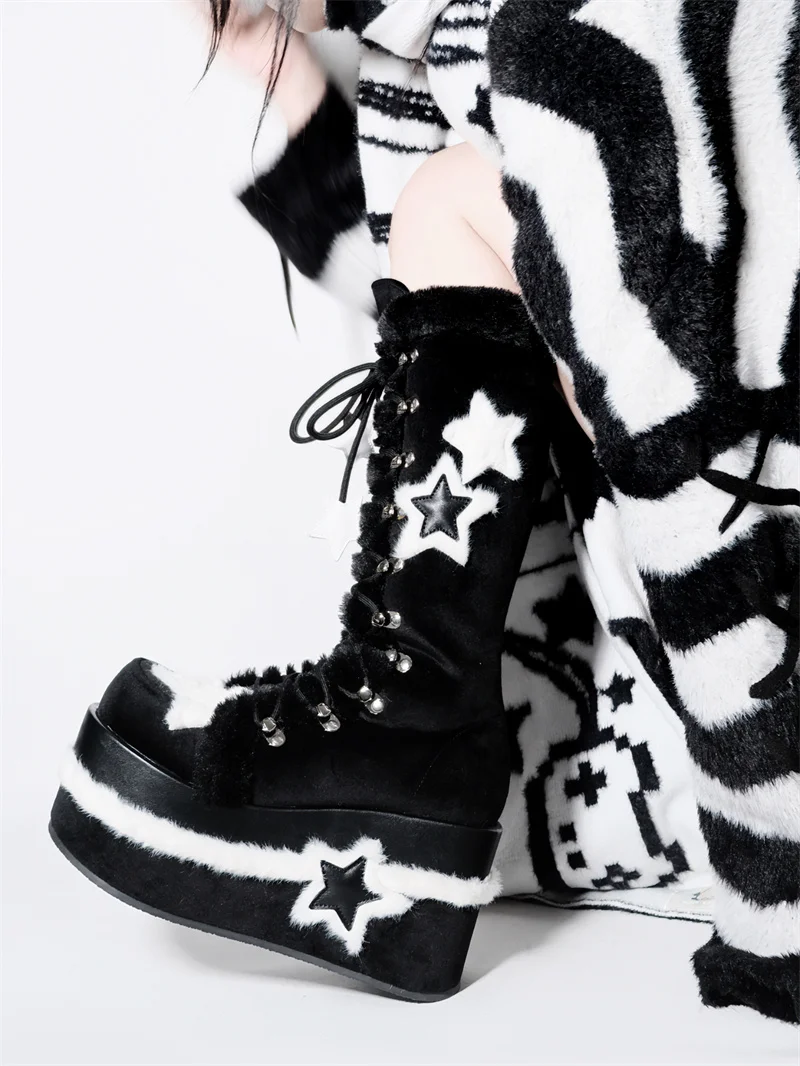 GURURU Original Y2K Star Plush Women's Mid length Boots Cos Lorita Thick Sole Shoes Fashion Matte Knight Boots
GURURU Original Y2K Star Plush Women's Mid length Boots Cos Lorita Thick Sole Shoes Fashion Matte Knight Boots