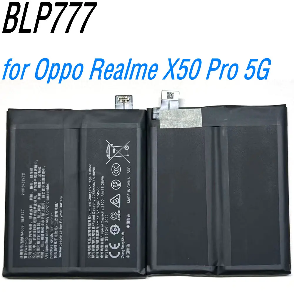 New 7.74V 15.90Wh BLP777 High Quality Battery for Oppo Realme X50 Pro 5G Mobile Phone
New 7.74V 15.90Wh BLP777 High Quality Battery for Oppo Realme X50 Pro 5G Mobile Phone