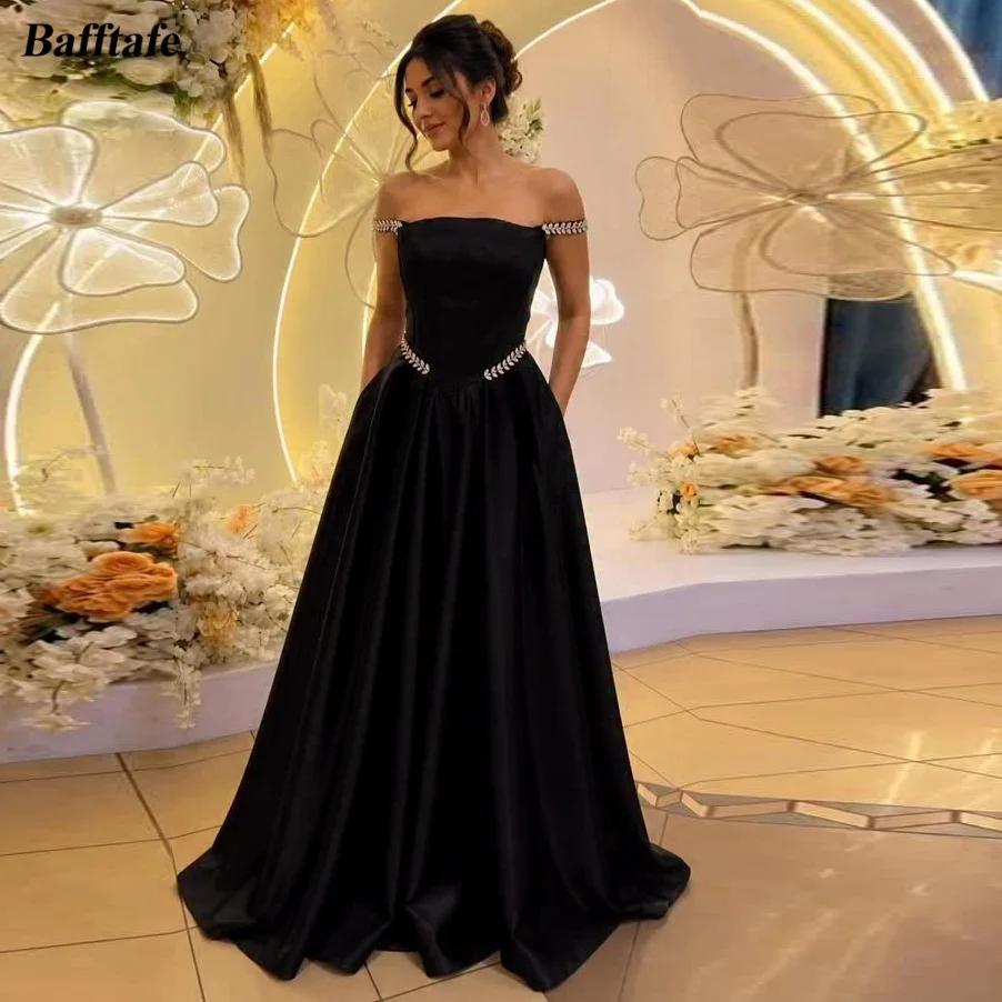 Bafftafe Saudi Arabic Satin Prom Dresses Customized Crystals Evening Gowns Off The Shoulder Formal Women's Birthday Party Dress
Bafftafe Saudi Arabic Satin Prom Dresses Customized Crystals Evening Gowns Off The Shoulder Formal Women's Birthday Party Dress