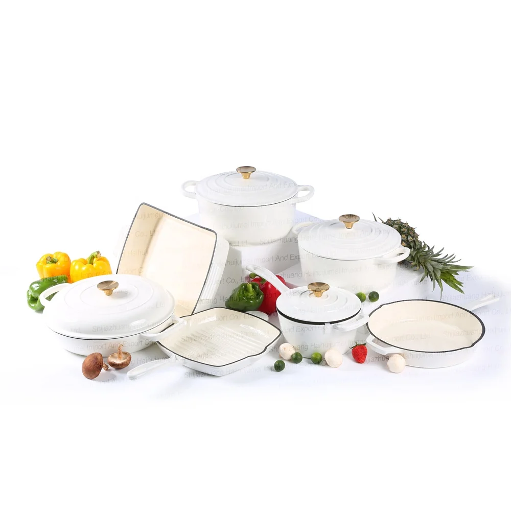 Factory Hot Sale Kitchenware Enamel Cast Iron Cookware Set Soup & Stock Pots and Pans Sets Cooking Pot Cookware Sets
Factory Hot Sale Kitchenware Enamel Cast Iron Cookware Set Soup & Stock Pots and Pans Sets Cooking Pot Cookware Sets