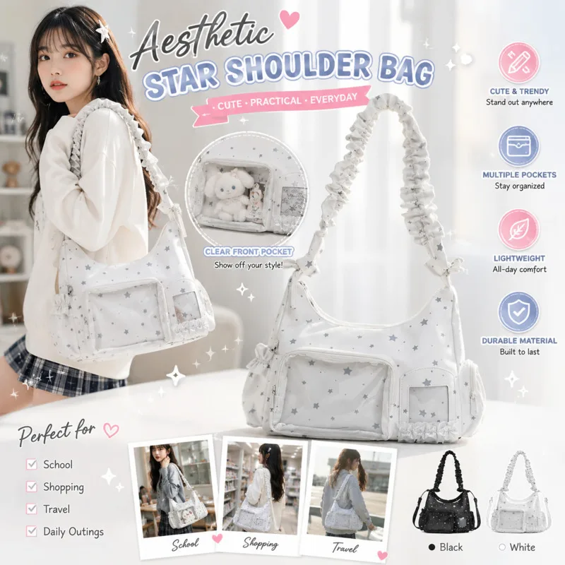 Y2K Transparent Itabag Kawaii Lace Bow PVC Shoulder Bag Large Capacity Itabag Badge Display Bag For Anime Exhibition Women New
Y2K Transparent Itabag Kawaii Lace Bow PVC Shoulder Bag Large Capacity Itabag Badge Display Bag For Anime Exhibition Women New