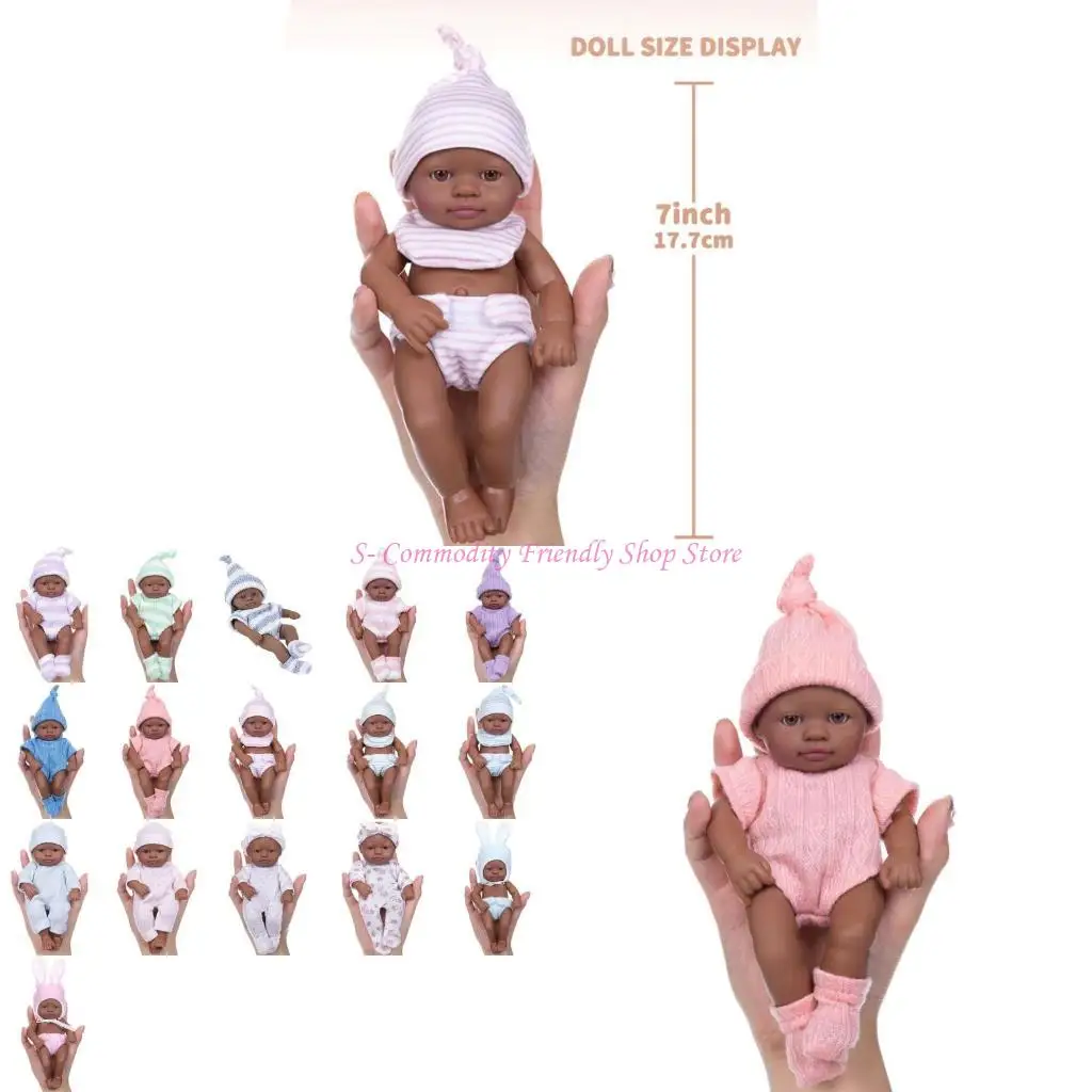 85AE 18cm Life Like Soft Vinyls Reborns Black Baby Doll For Child Travel Room Decors 
85AE 18cm Life Like Soft Vinyls Reborns Black Baby Doll For Child Travel Room Decors