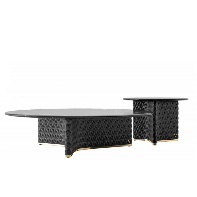 Premium black marble size round coffee table combination living room side table
Premium black marble size round coffee table combination living room side table