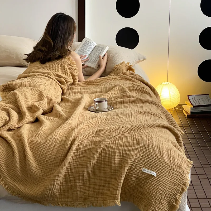 Maillard 100% Cotton 4-layer Wrinkled Yarn Tassel Blanket for Office Nap Sofa Cover, Home Sofa Decoration Shawl Blanket Mantas
Maillard 100% Cotton 4-layer Wrinkled Yarn Tassel Blanket for Office Nap Sofa Cover, Home Sofa Decoration Shawl Blanket Mantas