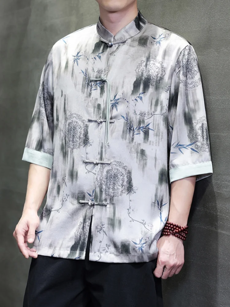 Ice Silk ort Sve irt Men's Summer Thin Cool Feeling Satin New Chinese Sle Hanfu Traditional Tang Costume Loose Fit S...
Ice Silk ort Sve irt Men's Summer Thin Cool Feeling Satin New Chinese Sle Hanfu Traditional Tang Costume Loose Fit S...