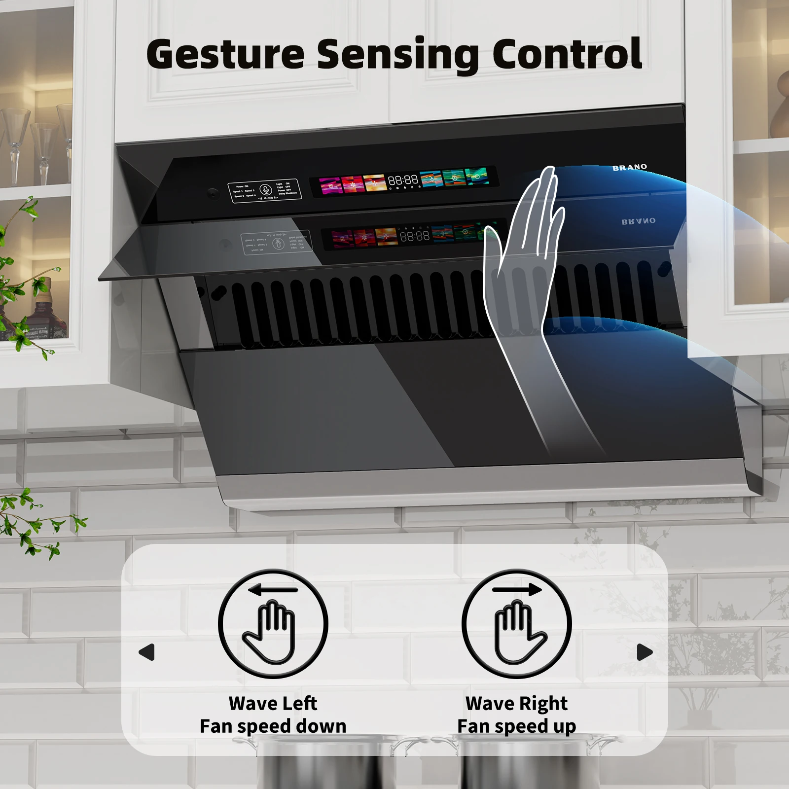 BRANO 30-inch under Cabinet Range Hood 900CFM Ventilation with Voice/Gesture/Touch Control for Modern Kitchen Ducted/Ductless Co
BRANO 30-inch under Cabinet Range Hood 900CFM Ventilation with Voice/Gesture/Touch Control for Modern Kitchen Ducted/Ductless Co