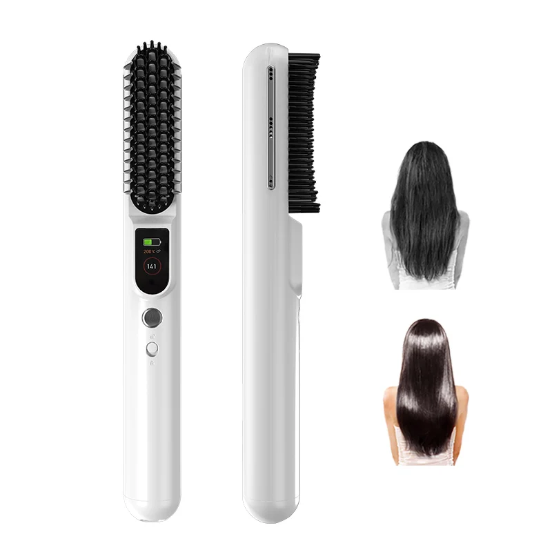 Rechargeable Mini Electric Hair Brush USB Wireless Iron Straightener Cordless Hair Brush Hair Straightener Comb
Rechargeable Mini Electric Hair Brush USB Wireless Iron Straightener Cordless Hair Brush Hair Straightener Comb