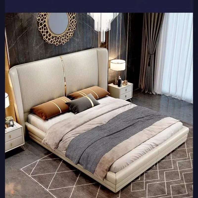 Light luxury leather bed Modern simple master bedroom bed New high-end Italian double Comfortable wedding bed
Light luxury leather bed Modern simple master bedroom bed New high-end Italian double Comfortable wedding bed