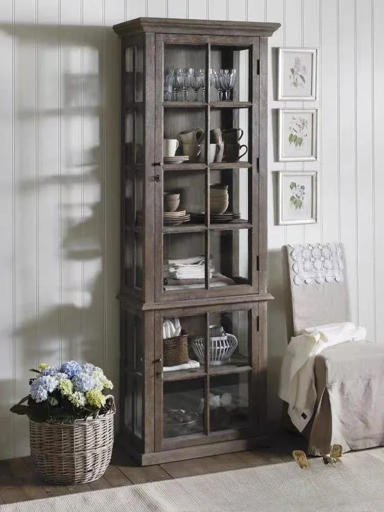 American solid wood retro old high-end wine cabinet simple decorative locker
American solid wood retro old high-end wine cabinet simple decorative locker