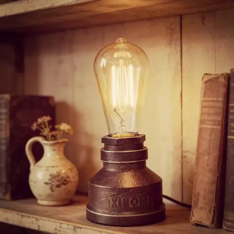 Lampe de table de style village américain vintage, lampe de bureau en fer et acier, tuyau d'évacuation rustique, style loft industriel rétro, base E26