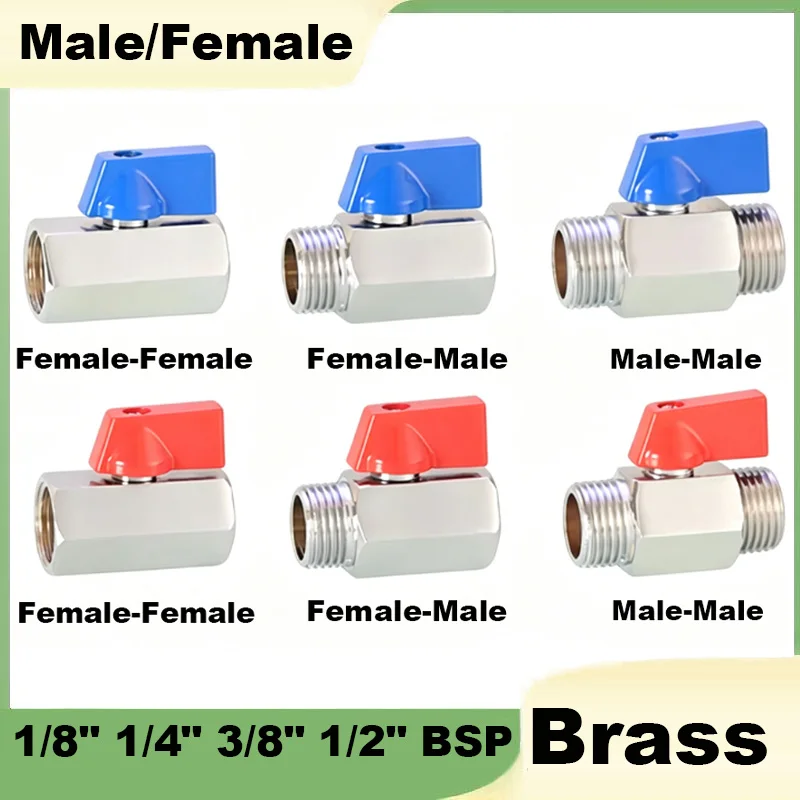 1Pcs Mini Brass Ball Valve 1/8" 1/4" 3/8" 1/2 BSP Male/Female Threaded Air Compressor Valves Water Gas Oil Shut Off Valve
1Pcs Mini Brass Ball Valve 1/8" 1/4" 3/8" 1/2 BSP Male/Female Threaded Air Compressor Valves Water Gas Oil Shut Off Valve