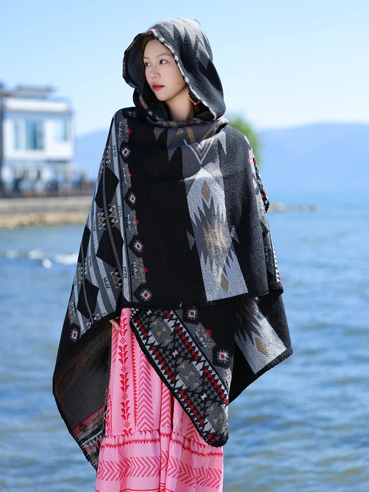 Зимний женский шарф с капюшоном, многослойное пончо, элегантная женская шаль с принтом в стиле бохо, повседневный теплый шарф, плащ из пашмины, новый
Зимний женский шарф с капюшоном, многослойное пончо, элегантная женская шаль с принтом в стиле бохо, повседневный теплый шарф, плащ из пашмины, новый