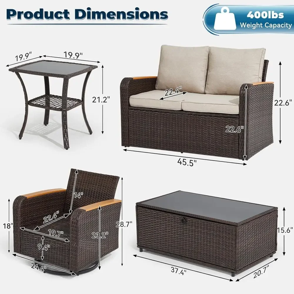 Special Offer5-Piece Swivel Chair Outdoor Wicker Furniture Set For Patio, Garden, And Poolside In Khaki
Special Offer5-Piece Swivel Chair Outdoor Wicker Furniture Set For Patio, Garden, And Poolside In Khaki