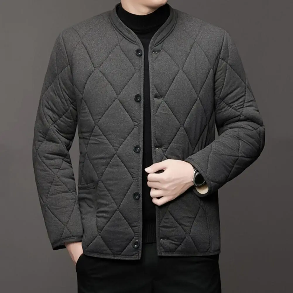 Men Soft Jacket Mid-aged Men's Solid Color Padded Jacket Warm Soft Stylish Outerwear for Fall Winter with Stand Collar
Men Soft Jacket Mid-aged Men's Solid Color Padded Jacket Warm Soft Stylish Outerwear for Fall Winter with Stand Collar