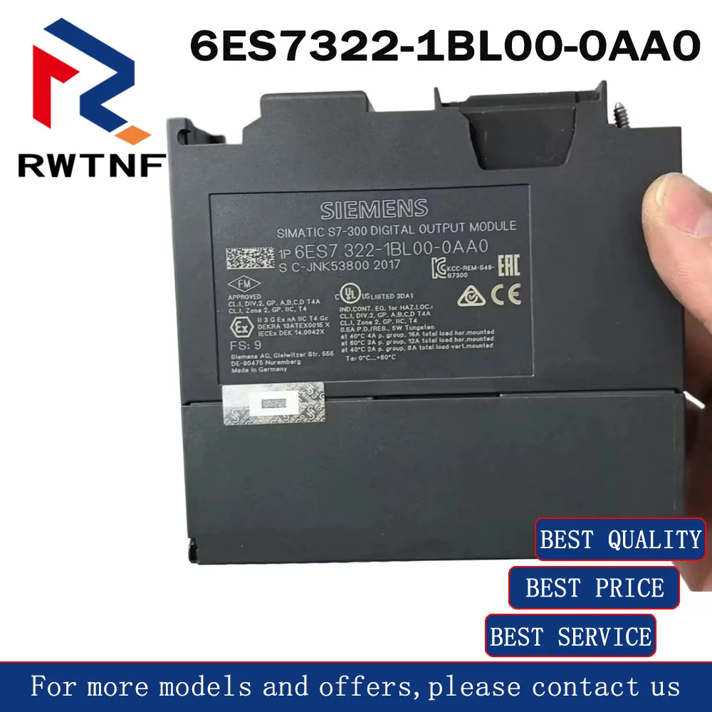 Brand New Genuine 6ES7322-1BL00-0AA0 SIEMENS S7-300 module PLC SM digital quantity,100% original warehouse stock
Brand New Genuine 6ES7322-1BL00-0AA0 SIEMENS S7-300 module PLC SM digital quantity,100% original warehouse stock