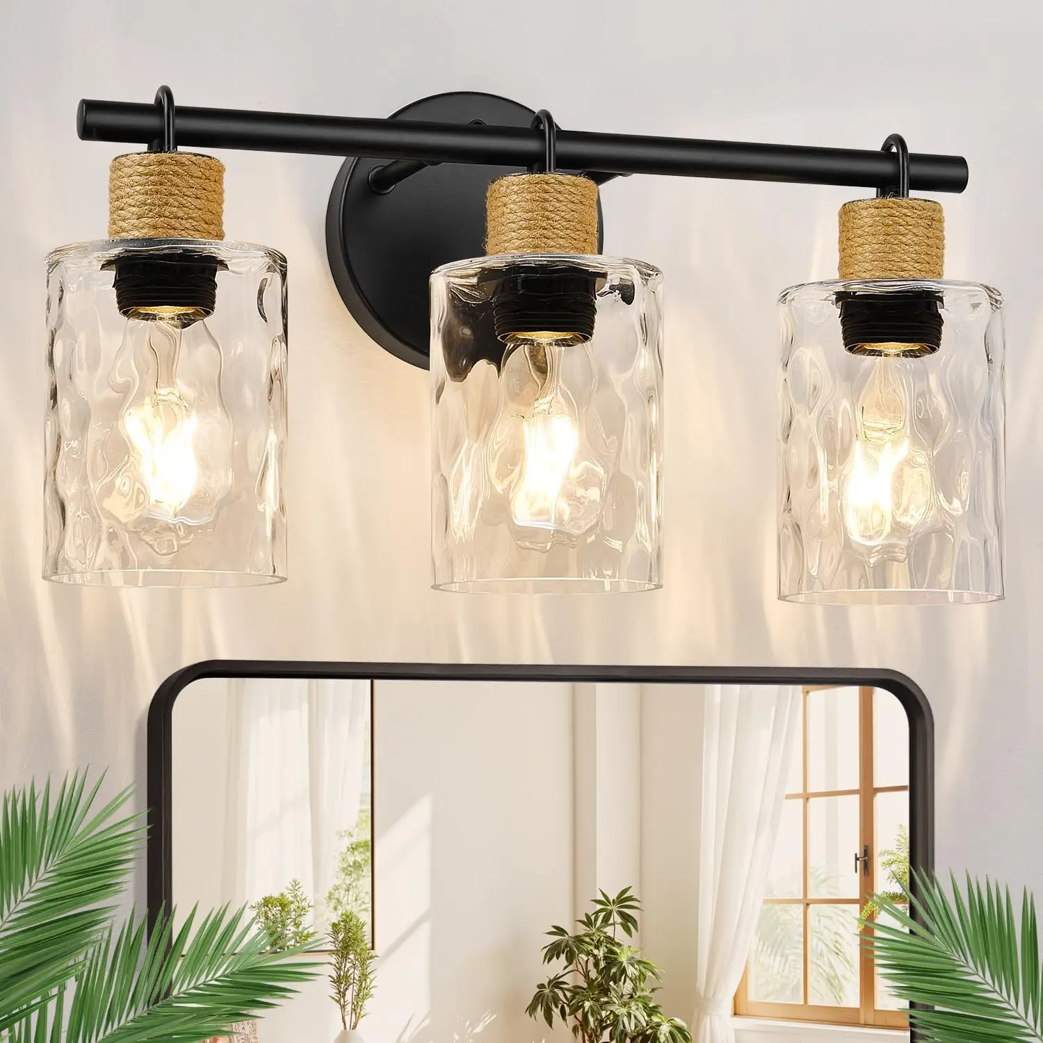 3-Light Coastal Vanity Lights with Crystal Glass Shade, Black Wall Lamp for Mirror Kitchen Hallway Cabinet
3-Light Coastal Vanity Lights with Crystal Glass Shade, Black Wall Lamp for Mirror Kitchen Hallway Cabinet