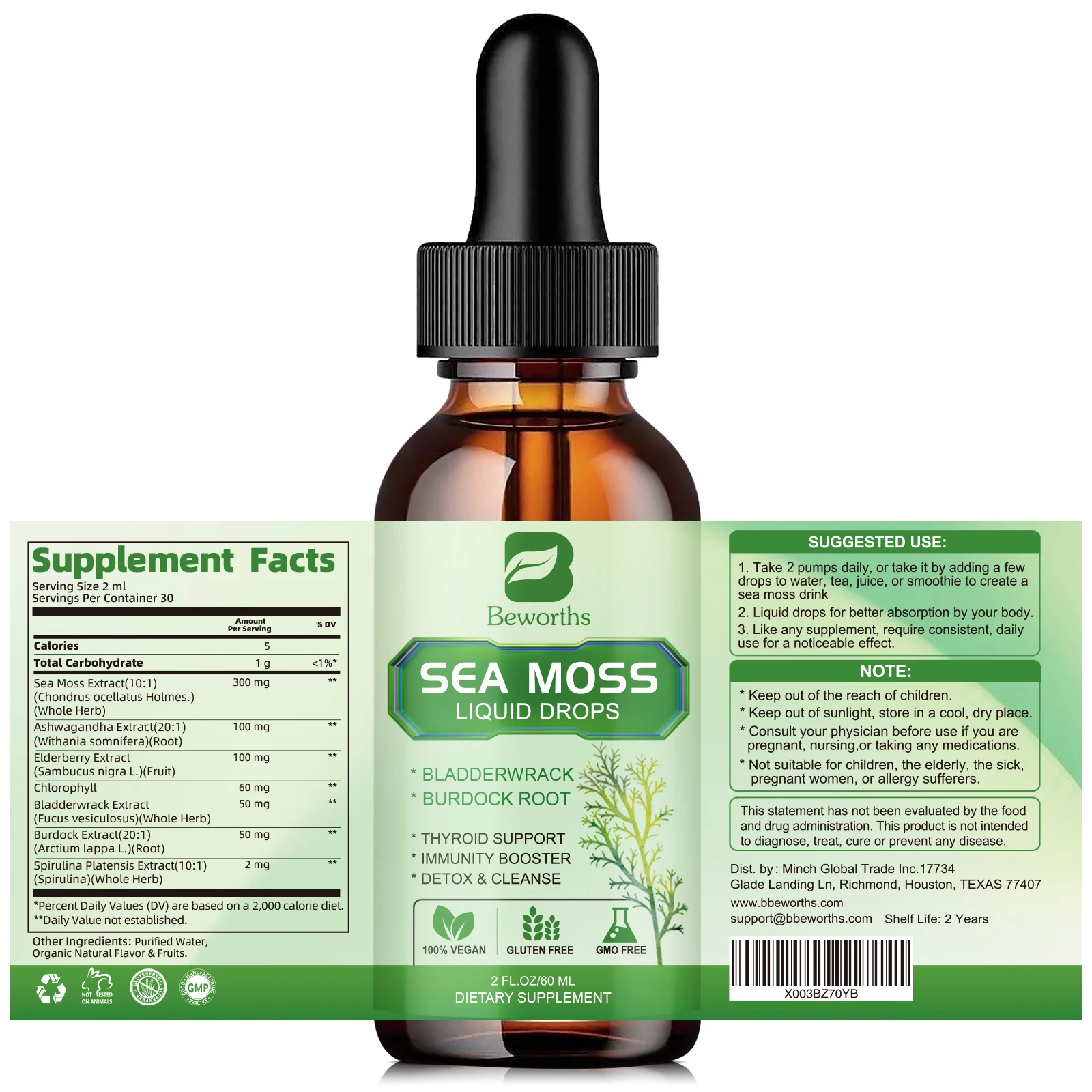 BEWORTHS 100% Organic Sea Moss Drop Support Thyroid,Joint and Immunity Health Help Digestion Weight Management Supplement Energy
BEWORTHS 100% Organic Sea Moss Drop Support Thyroid,Joint and Immunity Health Help Digestion Weight Management Supplement Energy