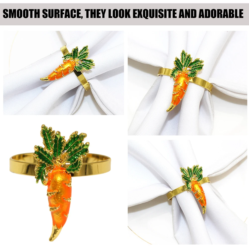 6 Pcs Carrot Napkin Rings Smooth Sturdy Metal Easter Party Decorative Buckles Festive Dinner Table Accessories
6 Pcs Carrot Napkin Rings Smooth Sturdy Metal Easter Party Decorative Buckles Festive Dinner Table Accessories