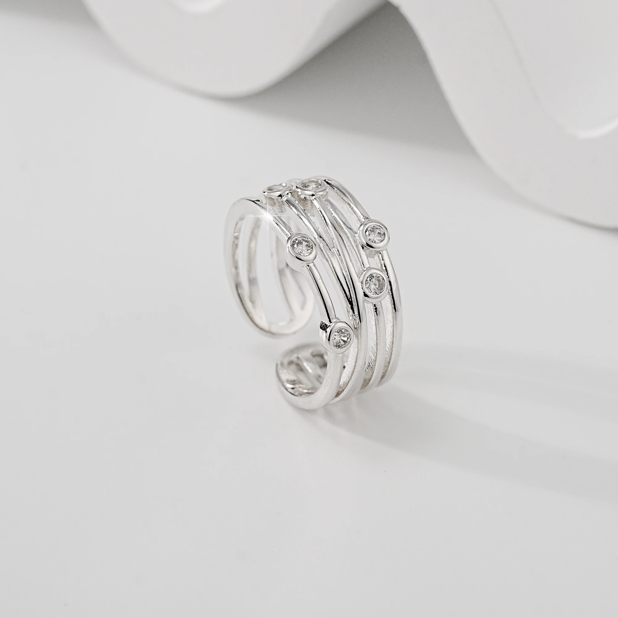 S925 Sterling Silver Multi Layer Zircon Open Ring Minimalist Adjustable Band Jewelry Gift for Women Birthday Present
S925 Sterling Silver Multi Layer Zircon Open Ring Minimalist Adjustable Band Jewelry Gift for Women Birthday Present