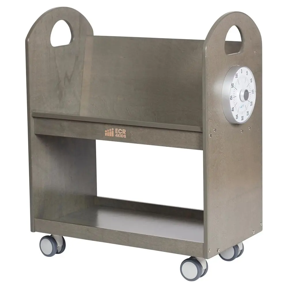 Gray Washed Kids' Mobile Book Cart with Timer and Storage
Gray Washed Kids' Mobile Book Cart with Timer and Storage