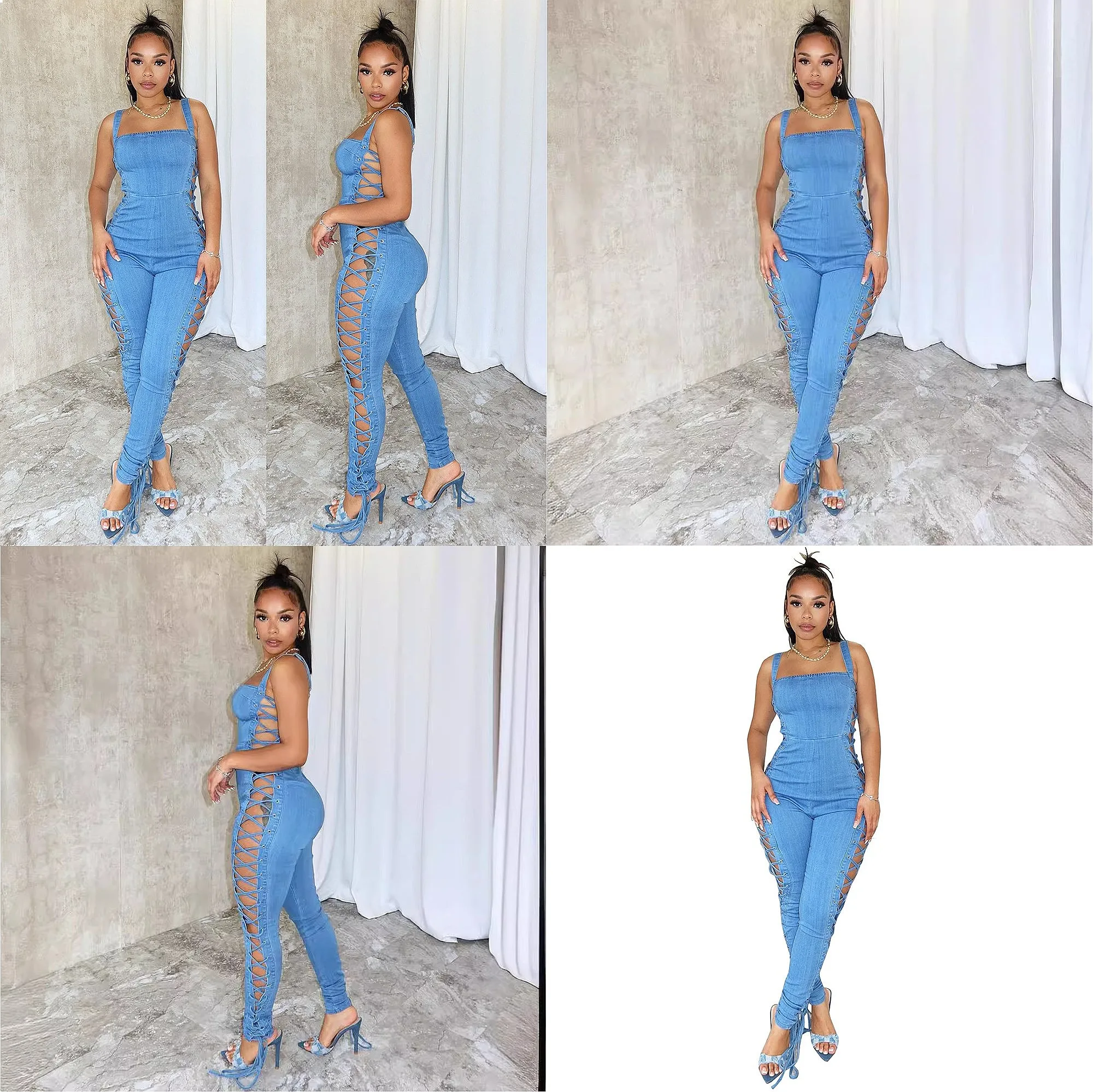 Sexy Denim Jumpsuit with Side Tie, Casual Overall Playsuit for Women Summer
Sexy Denim Jumpsuit with Side Tie, Casual Overall Playsuit for Women Summer