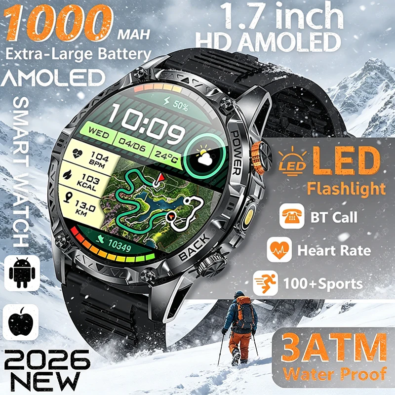 2026 New 1000mAh Large Capacity Battery Outdoor Sports Watch Built-in LED Flashlight 100+ Sports Mode Compass Sports Watch Men
2026 New 1000mAh Large Capacity Battery Outdoor Sports Watch Built-in LED Flashlight 100+ Sports Mode Compass Sports Watch Men