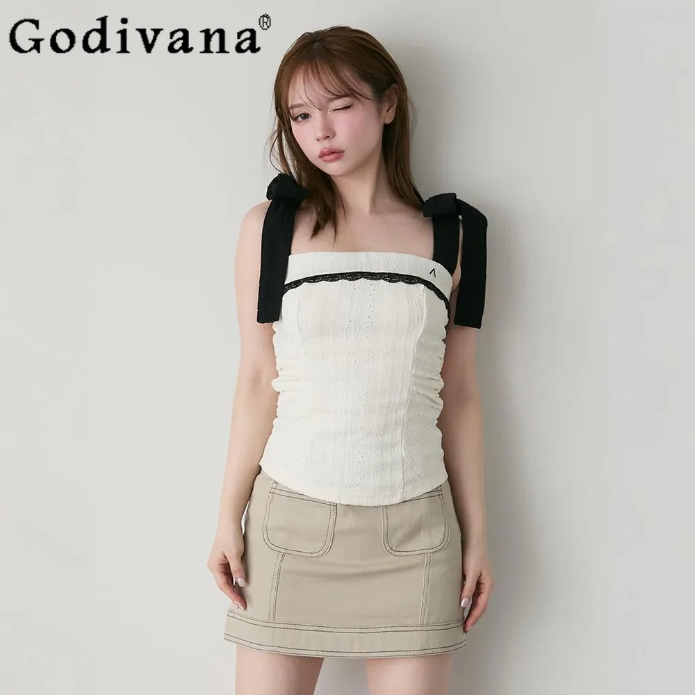 Japanese Style Sweet Bow Lace-Up Camis for Women Summer New 2026 Hot Girls Tanks Women's Slim-Fit Jacquard Knitted Top Clothing
Japanese Style Sweet Bow Lace-Up Camis for Women Summer New 2026 Hot Girls Tanks Women's Slim-Fit Jacquard Knitted Top Clothing
