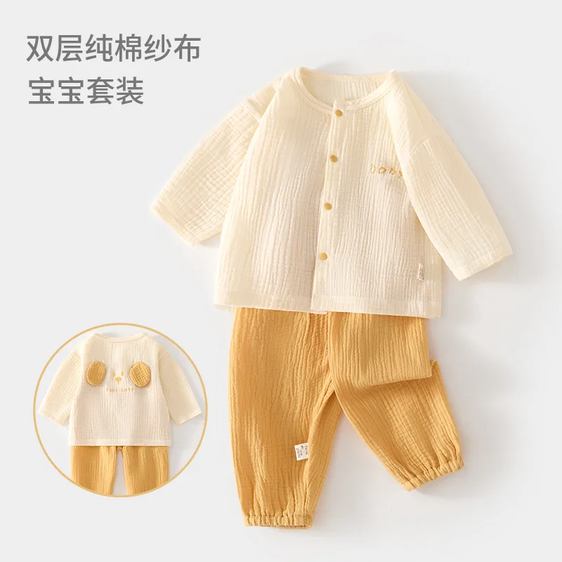Baby Cotton Pajama Sets Baby Homewear Long Sleeve Double Pure Top Pants Children Summer Air Conditioning Room Clothes Girls
Baby Cotton Pajama Sets Baby Homewear Long Sleeve Double Pure Top Pants Children Summer Air Conditioning Room Clothes Girls