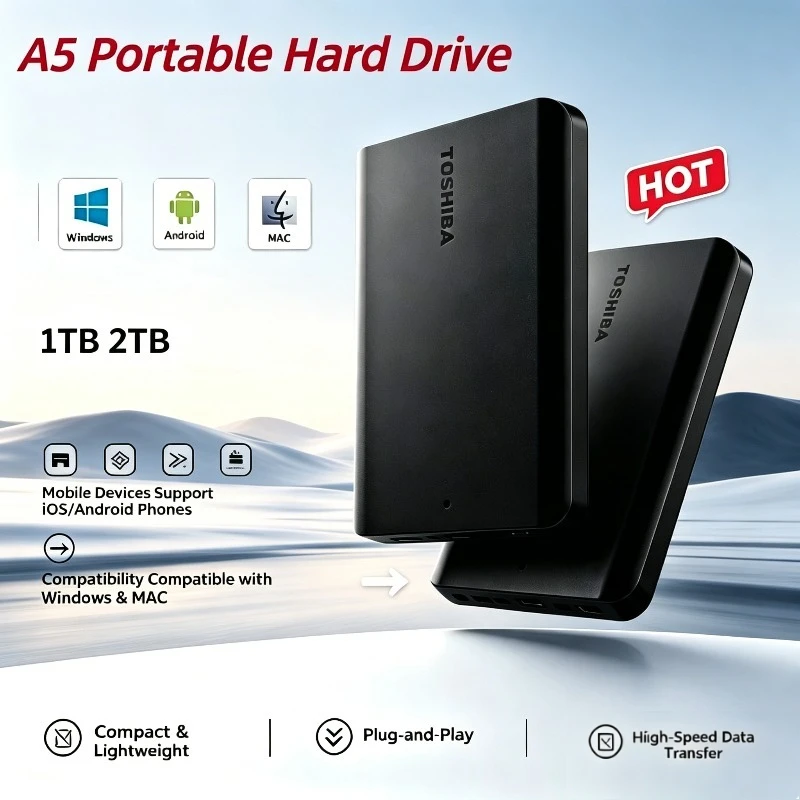 For Toshiba A5 Series Small Black Portable Hard Drive High-Speed USB 3.2 Gen1 500GB/1TB Compatible For Mac Hot Sale
For Toshiba A5 Series Small Black Portable Hard Drive High-Speed USB 3.2 Gen1 500GB/1TB Compatible For Mac Hot Sale