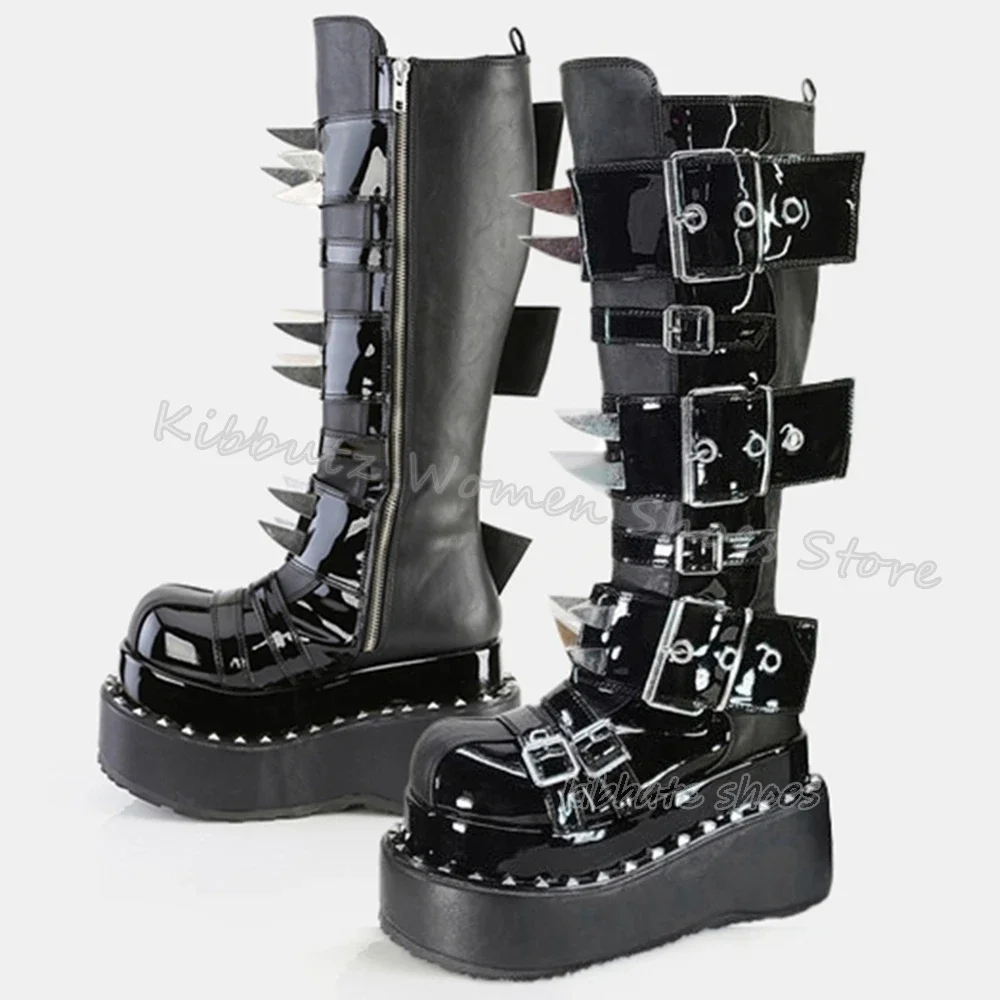 Gothic Boots Knee High Platform Punk Rock Belt Buckle Genuine Leather Solid Fashion Concise Sexy Women Shoes Thick Bottom Newest
Gothic Boots Knee High Platform Punk Rock Belt Buckle Genuine Leather Solid Fashion Concise Sexy Women Shoes Thick Bottom Newest