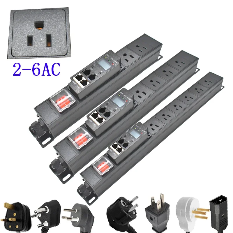PDU power strip power distribution unit 2-6AC Intelligent current and voltage detection meter 2 meter extension line US socket
PDU power strip power distribution unit 2-6AC Intelligent current and voltage detection meter 2 meter extension line US socket