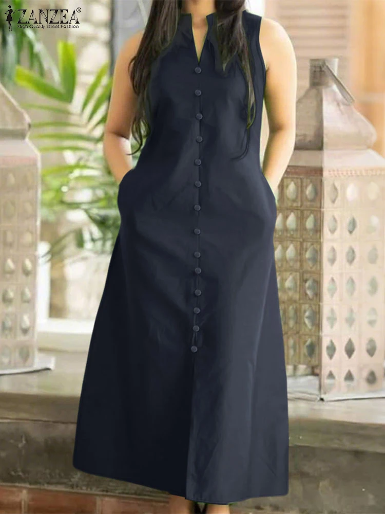 ZANZEA 2025 Summer Sleeveless Solid Dress Women Elegant Work OL Dresses Stand Neck Sundress Vintage Robe Casual Holiday Vestidos
ZANZEA 2025 Summer Sleeveless Solid Dress Women Elegant Work OL Dresses Stand Neck Sundress Vintage Robe Casual Holiday Vestidos