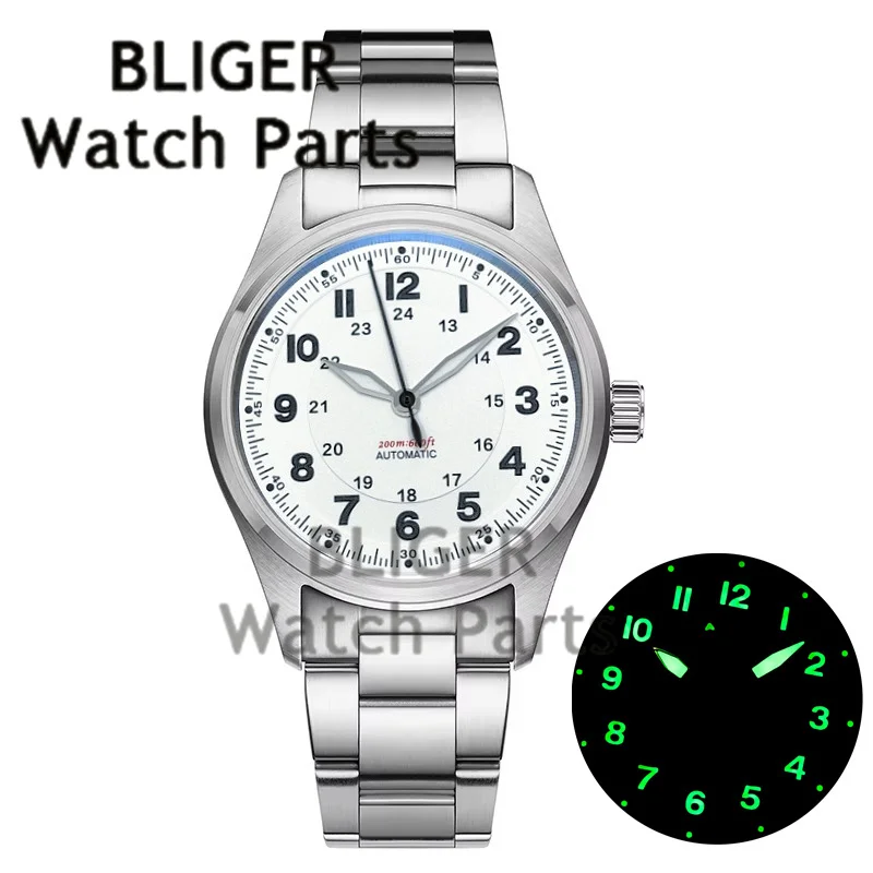 BLIGER New White Dial Men's Automatic Mechanical Pilot Watch 100M Waterproof Green Luminous Stainless Steel Watches reloj hombre
BLIGER New White Dial Men's Automatic Mechanical Pilot Watch 100M Waterproof Green Luminous Stainless Steel Watches reloj hombre