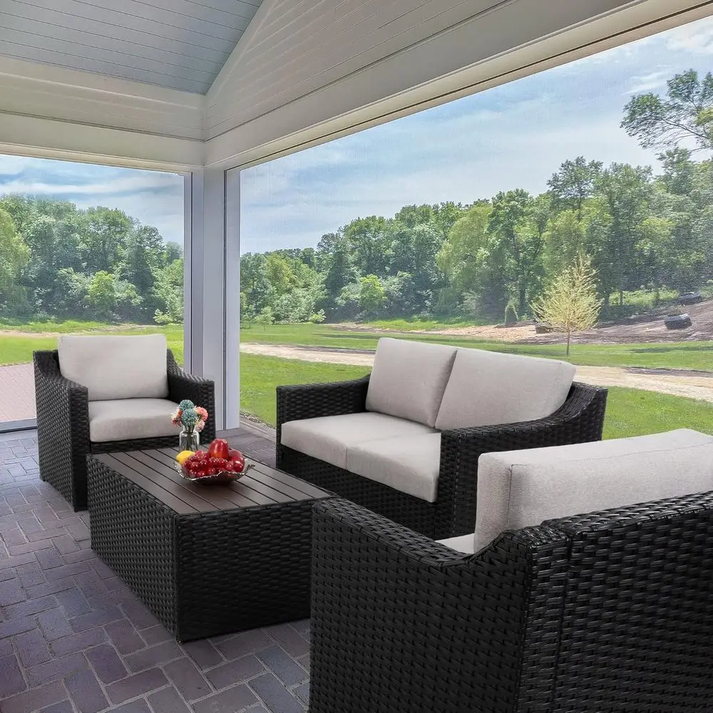 Patio Contion Set or 4, ern Outdoor Sectional Soa, PE Rattan Wicker (Brown/Grey)
Patio Contion Set or 4, ern Outdoor Sectional Soa, PE Rattan Wicker (Brown/Grey)