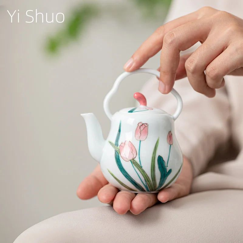 Hand-painted Tulip Beam Pot Household Ceramic Bubble Teapot Single Pot Kung Fu Ball Hole Anti-scalding Teapot Tea Infuser
Hand-painted Tulip Beam Pot Household Ceramic Bubble Teapot Single Pot Kung Fu Ball Hole Anti-scalding Teapot Tea Infuser