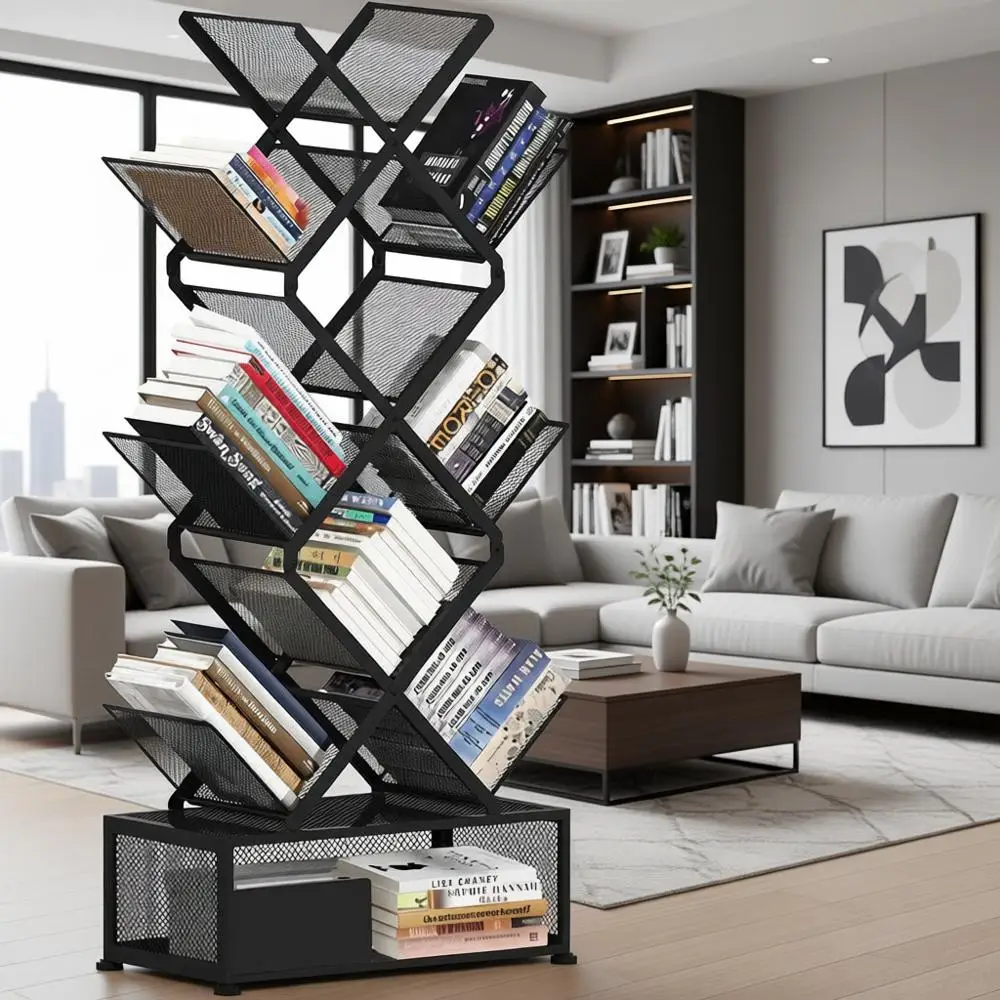 9-Tier Space-Saving Bookshelf with Storage for Bedroom, Living Room, Study, and Home Office (Black)
9-Tier Space-Saving Bookshelf with Storage for Bedroom, Living Room, Study, and Home Office (Black)