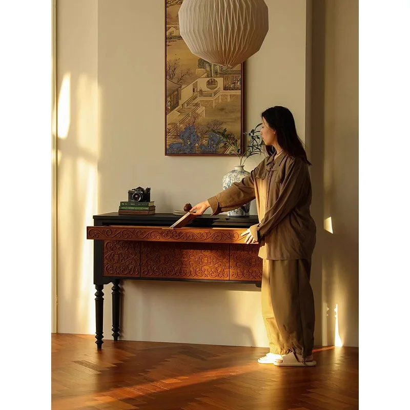 Entrance/French retro entrance desk, facing the door, living room solid wood decorative rack, contrasting color desk table
Entrance/French retro entrance desk, facing the door, living room solid wood decorative rack, contrasting color desk table