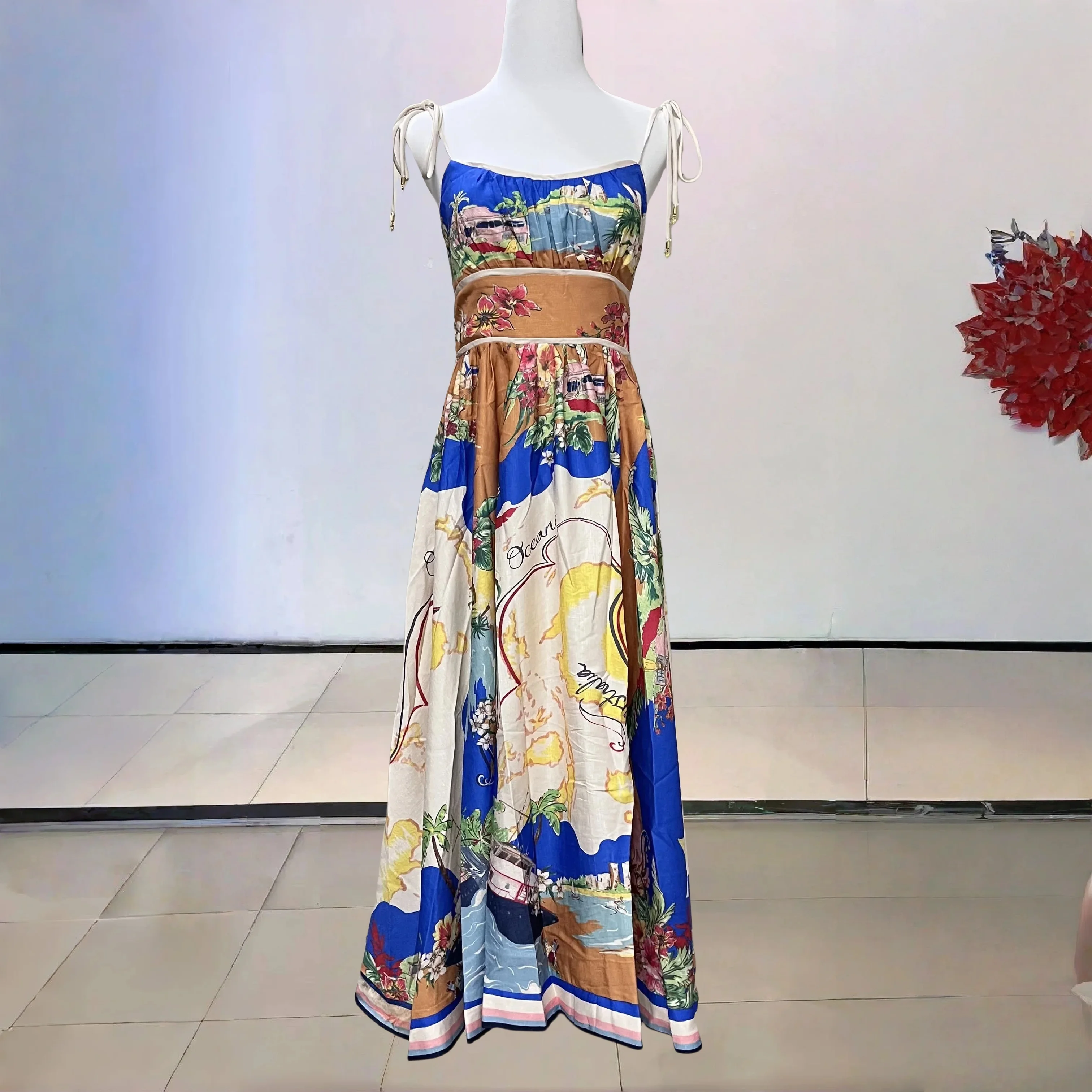 Women's Floral Embroidered Linen Mid Length Sling Dress Ruffle Trimmed Hem Short Straps Summer Beach Party Chic Look for Women
Women's Floral Embroidered Linen Mid Length Sling Dress Ruffle Trimmed Hem Short Straps Summer Beach Party Chic Look for Women