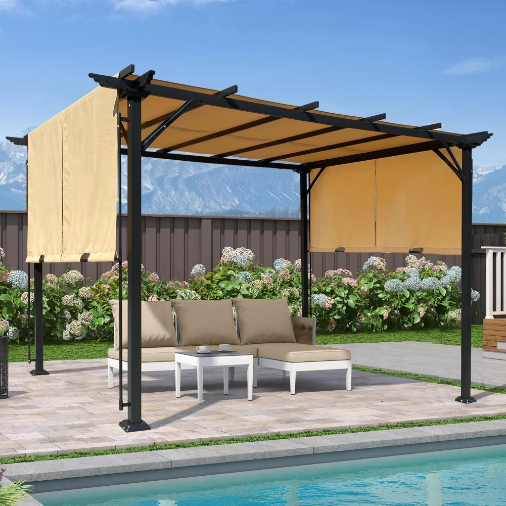 9.5x12 Ft Outdoor Pergola With Retractable Canopy Shades Metal Frame Pergola Gazebo For Deck Patio Garden Yard
9.5x12 Ft Outdoor Pergola With Retractable Canopy Shades Metal Frame Pergola Gazebo For Deck Patio Garden Yard