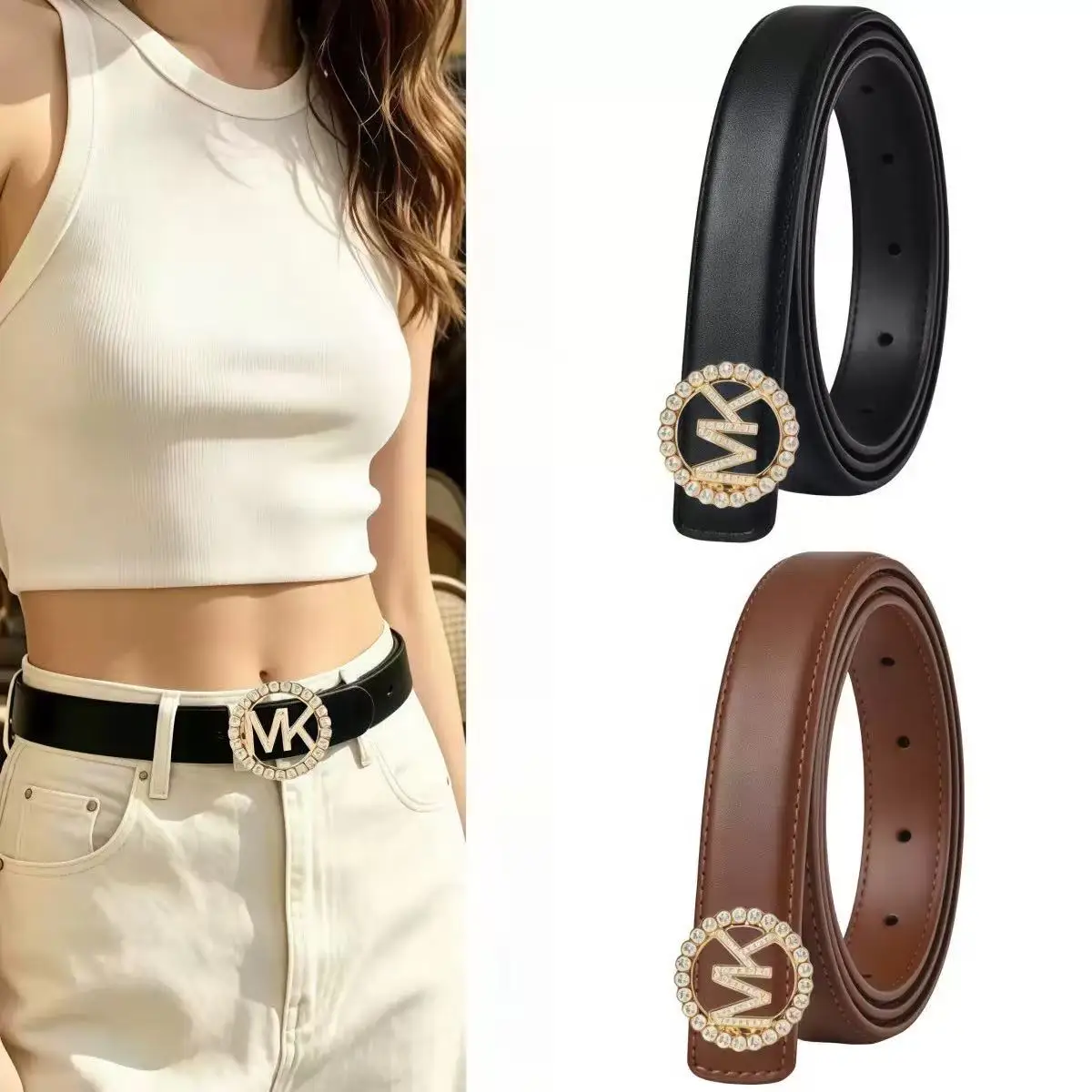 Luxury Buckle Women Belts Pearl Rhinestone Embellished Adjustable balck/brown Waist Belt Elegant Style For Dress Jeans Party
Luxury Buckle Women Belts Pearl Rhinestone Embellished Adjustable balck/brown Waist Belt Elegant Style For Dress Jeans Party